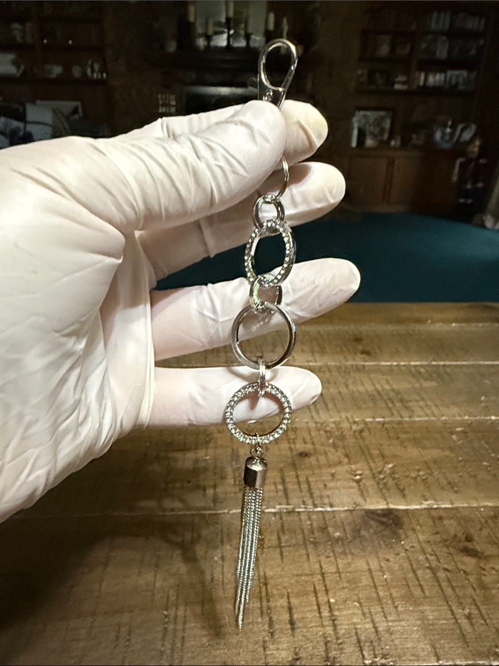 Silver Linked Circle Tassel Keychain - Women Accessories